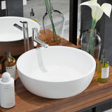 vidaXL Round Wash Basin white 42x12 cm ceramic