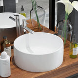 vidaXL Wash basin round white 40x15 cm ceramic