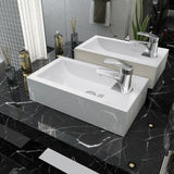 vidaXL Rectangular Ceramic Basin with Tap Hole White 46x25.5x12 cm