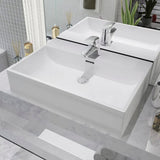 vidaXL Bathroom Sink with Faucet Hole White 51.5x38.5x15 cm Ceramic