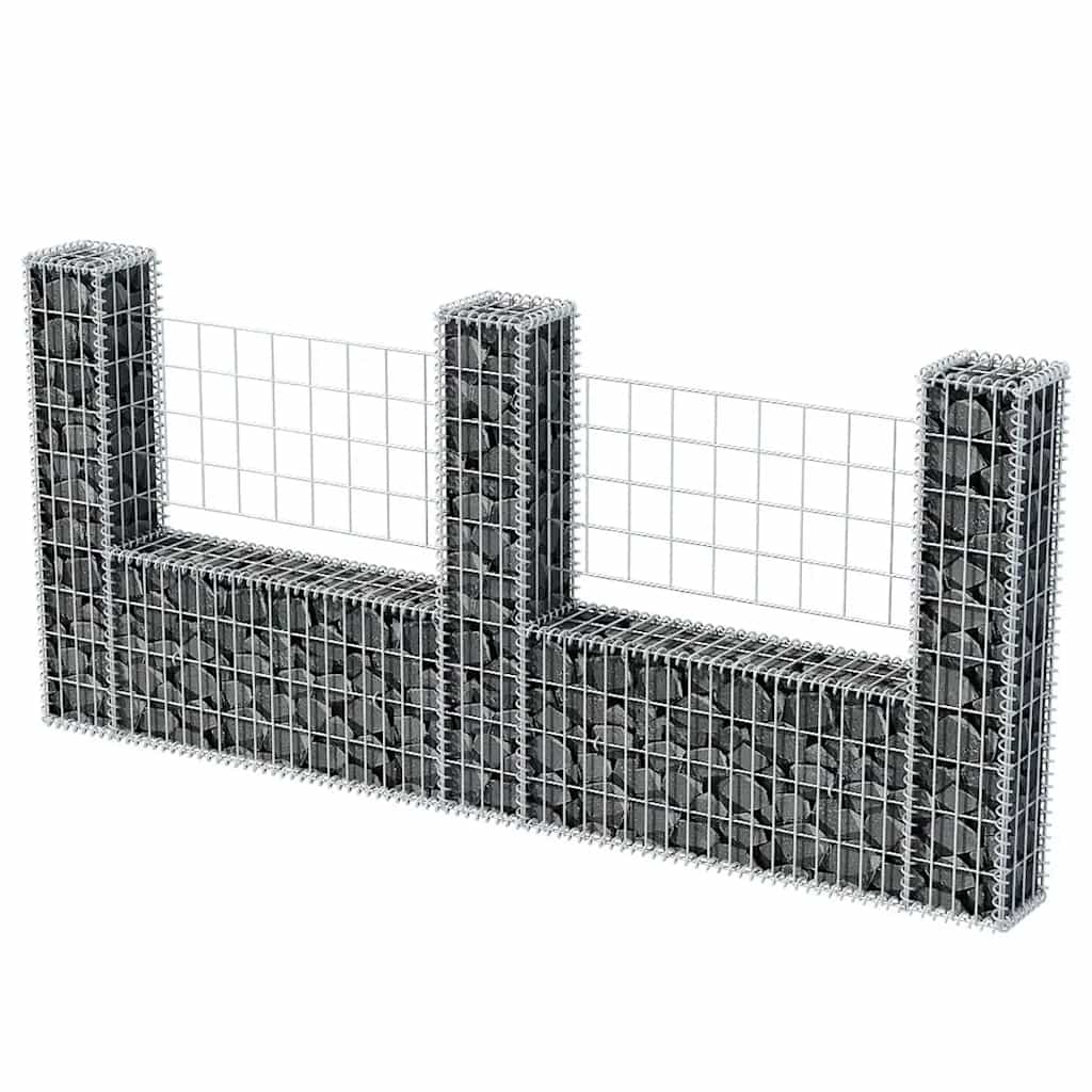 vidaXL Gabion Basket U-Shaped 570x20x100 cm Steel