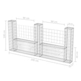 vidaXL Gabion Basket U-Shaped 570x20x100 cm Steel
