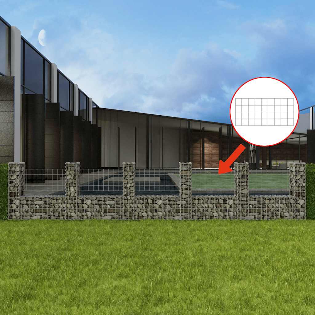 vidaXL Gabion Basket U-Shaped 570x20x100 cm Steel