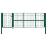 vidaXL Garden Gate with Posts 350x100 cm Steel Green