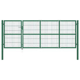 vidaXL Garden Gate with Posts 350x100 cm Steel Green