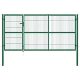 vidaXL Garden Gate with Posts 350x100 cm Steel Green