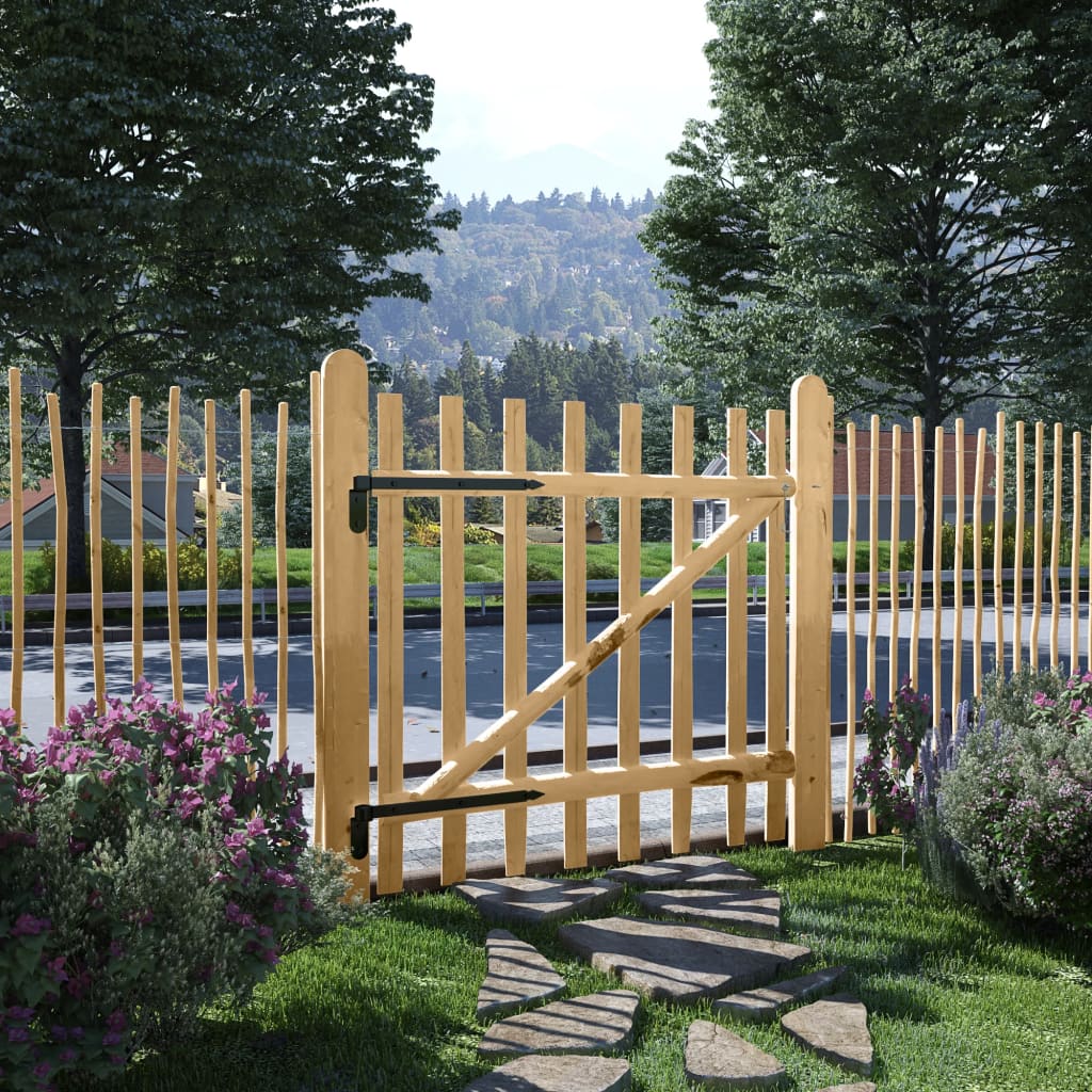 vidaXL Poort enkel 100x90 cm hazelaarhout