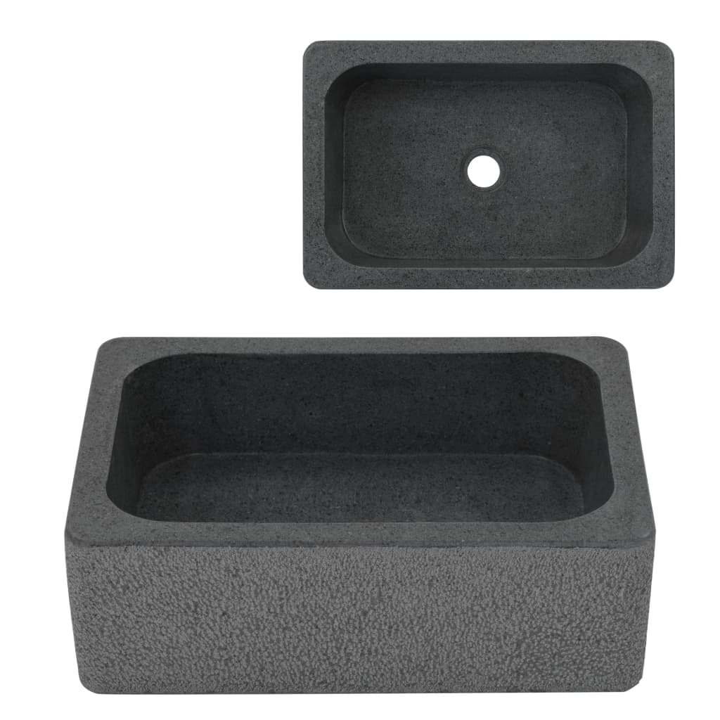 vidaXL Sink 30x30x15 cm river stone black