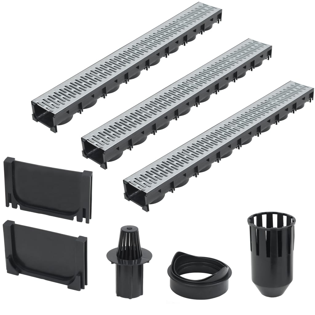 vidaXL Drain Channels 3 m Galvanized Steel 3 pcs