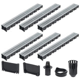 vidaXL Drain Channels 3 m Galvanized Steel 3 pcs