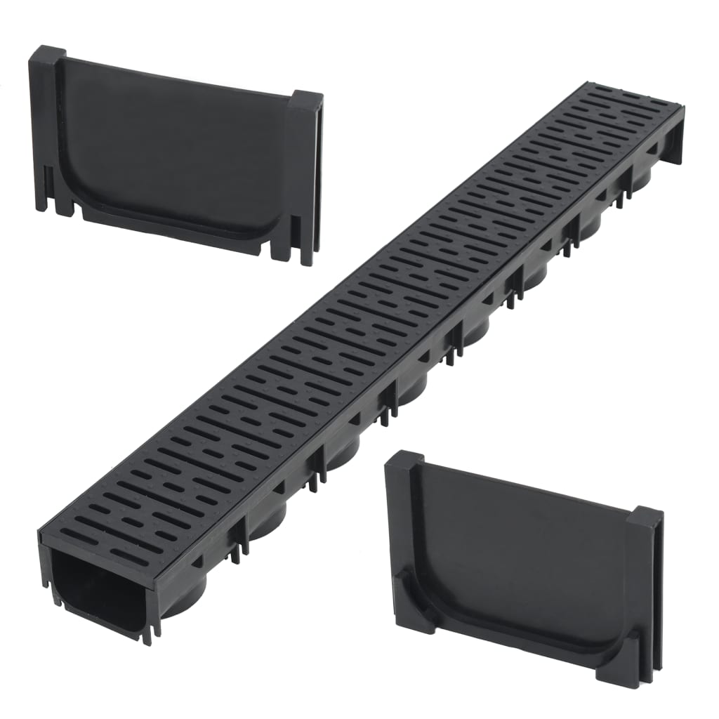 vidaXL Drain Channels 3 m Galvanized Steel 3 pcs