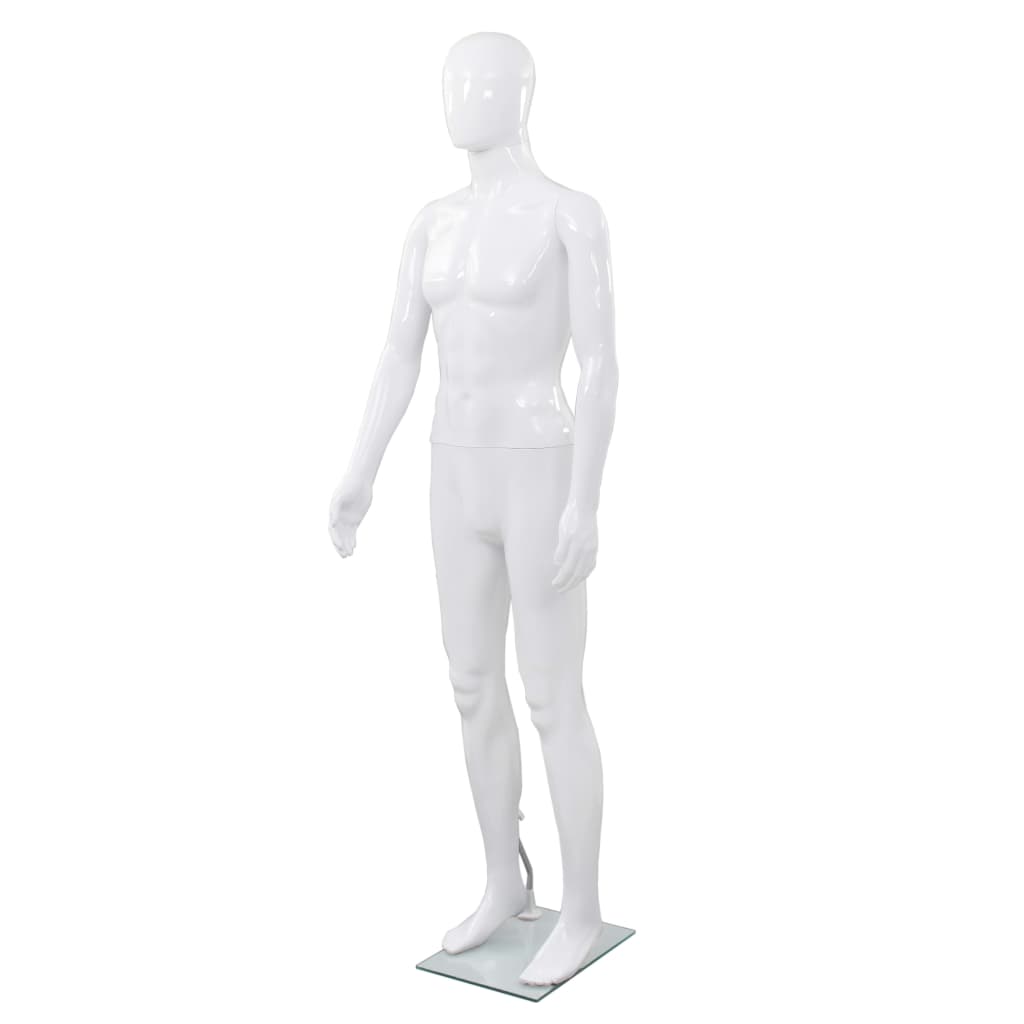 vidaXL Male Mannequin with Glass Base 175 cm Glossy White