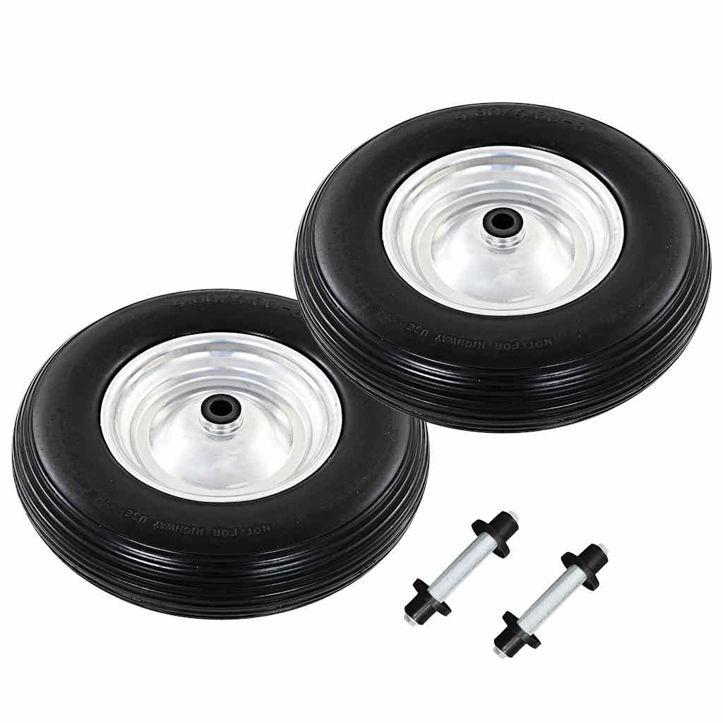 vidaXL Wheelbarrow Wheel with Axle 4.00-8 390 mm Solid PU