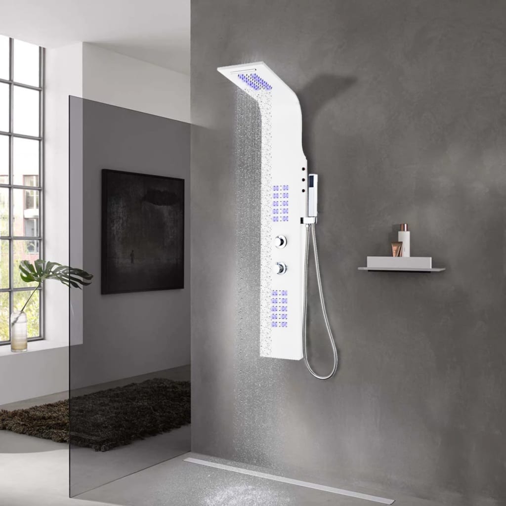vidaXL Shower Panel 20x44x130 cm Aluminum White