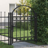 vidaXL Garden Gate with Arched Top Steel 102x125 cm Black