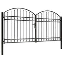 vidaXL Double Gate with Arched Top 300x125 cm Steel Black