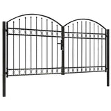 vidaXL Poort met gebogen bovenkant dubbel 300x125 cm staal zwart
