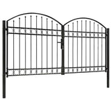 vidaXL Poort met gebogen bovenkant dubbel 300x125 cm staal zwart