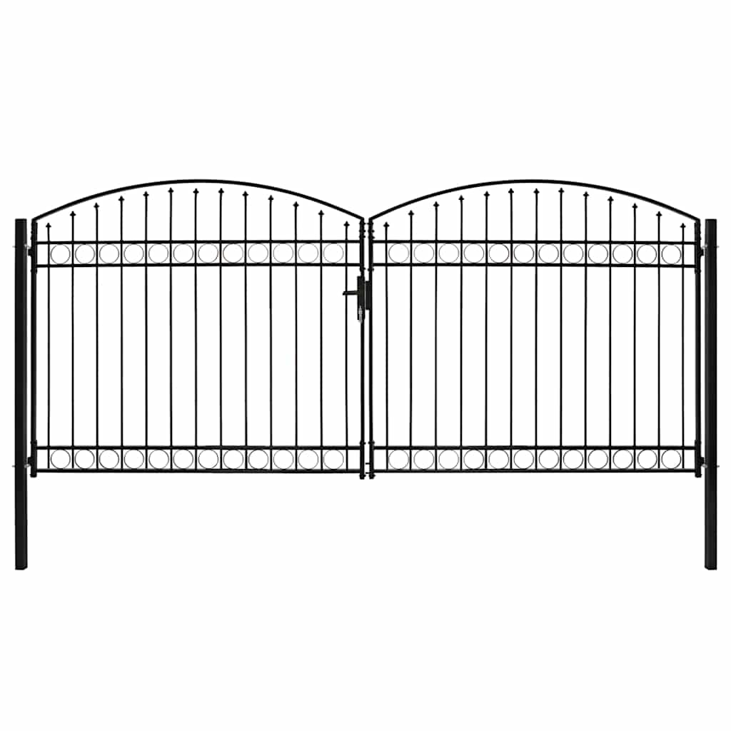 vidaXL Poort met gebogen bovenkant dubbel 300x125 cm staal zwart