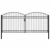 vidaXL Poort met gebogen bovenkant dubbel 300x125 cm staal zwart