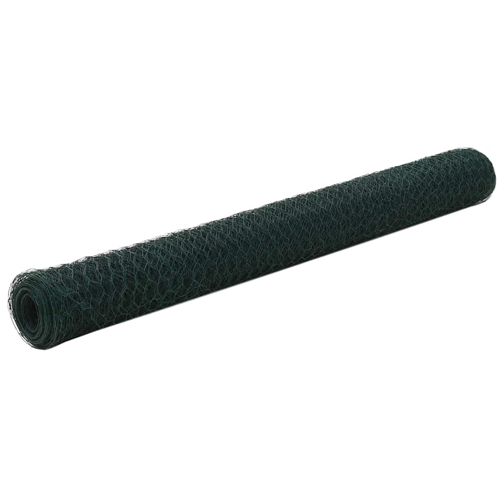 vidaXL Chicken Wire 25x0.75 m Steel with PVC Coating Green