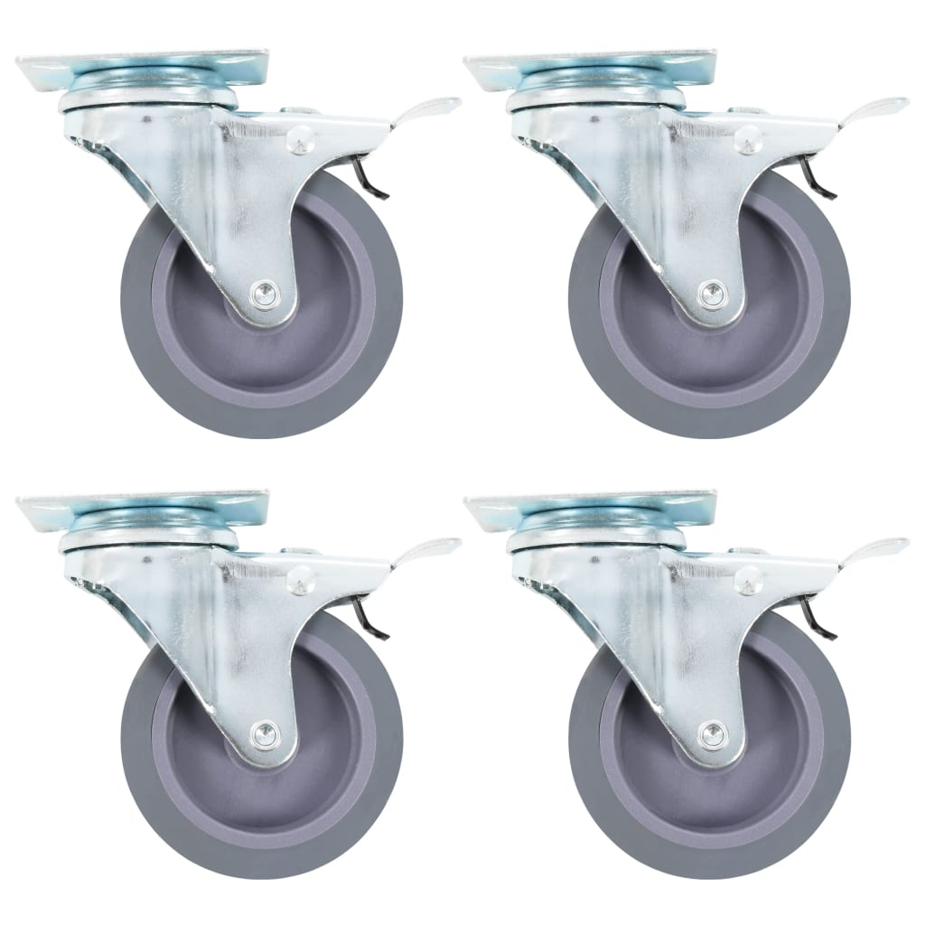 vidaXL Swivel Casters with Double Brakes 4 pcs 75 mm
