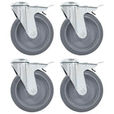 vidaXL Swivel Castor Wheels with Bolt Holes and Double Brakes 4 pcs 125 mm