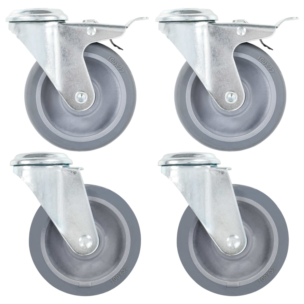 vidaXL Swivel Casters with Bolt Holes 4 pcs 100 mm