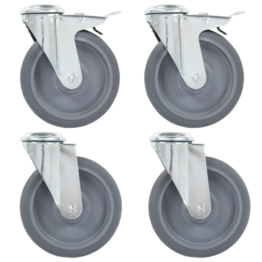 vidaXL Swivel Casters with Bolt Holes 4 pcs 125 mm