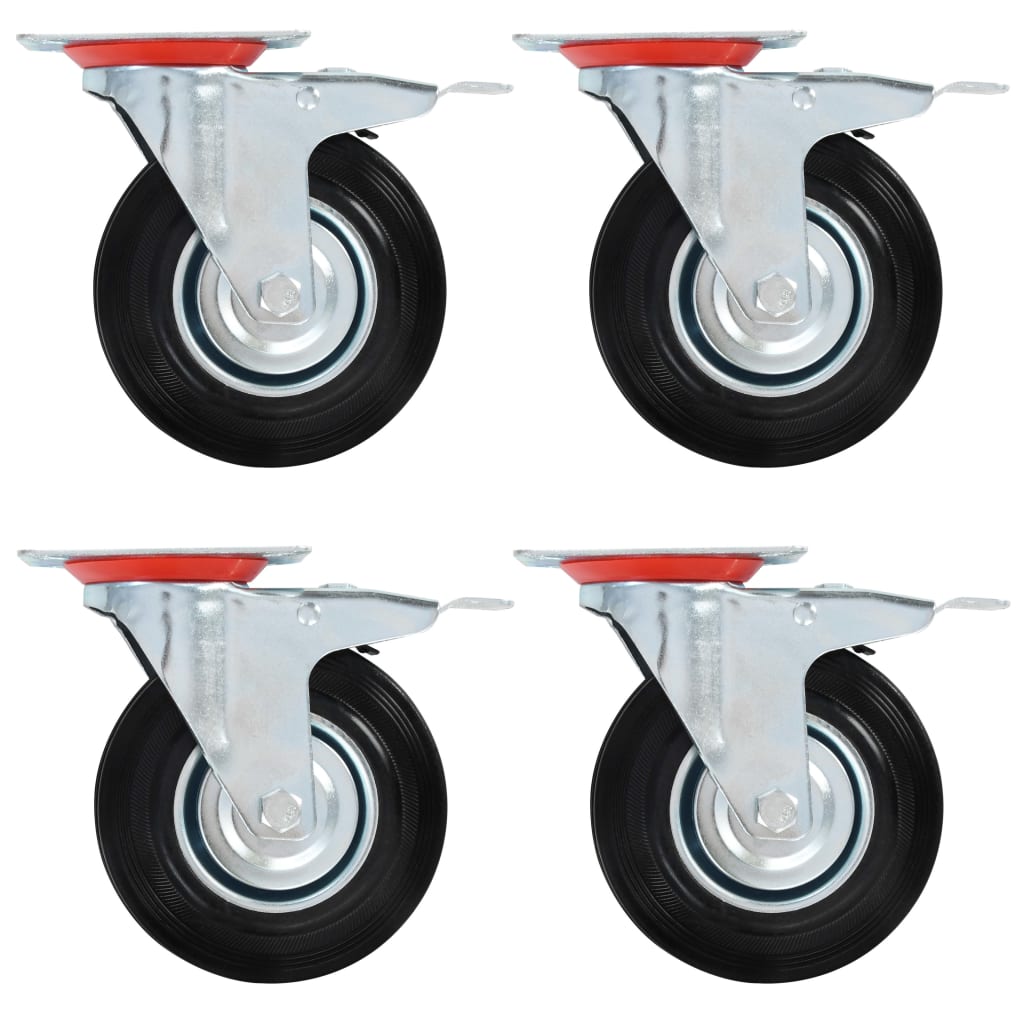 vidaXL Swivel Castor Wheels with Double Brakes 4 pcs 125 mm