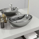 vidaXL Luxury Oval Ceramic Wash Basin with Overflow and Tap Hole
