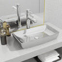 Luxe keramische rechthoekige wasbak 71 x 39 cm (wit)