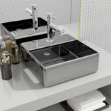 vidaXL Square Ceramic Wash Basin with Faucet Hole White