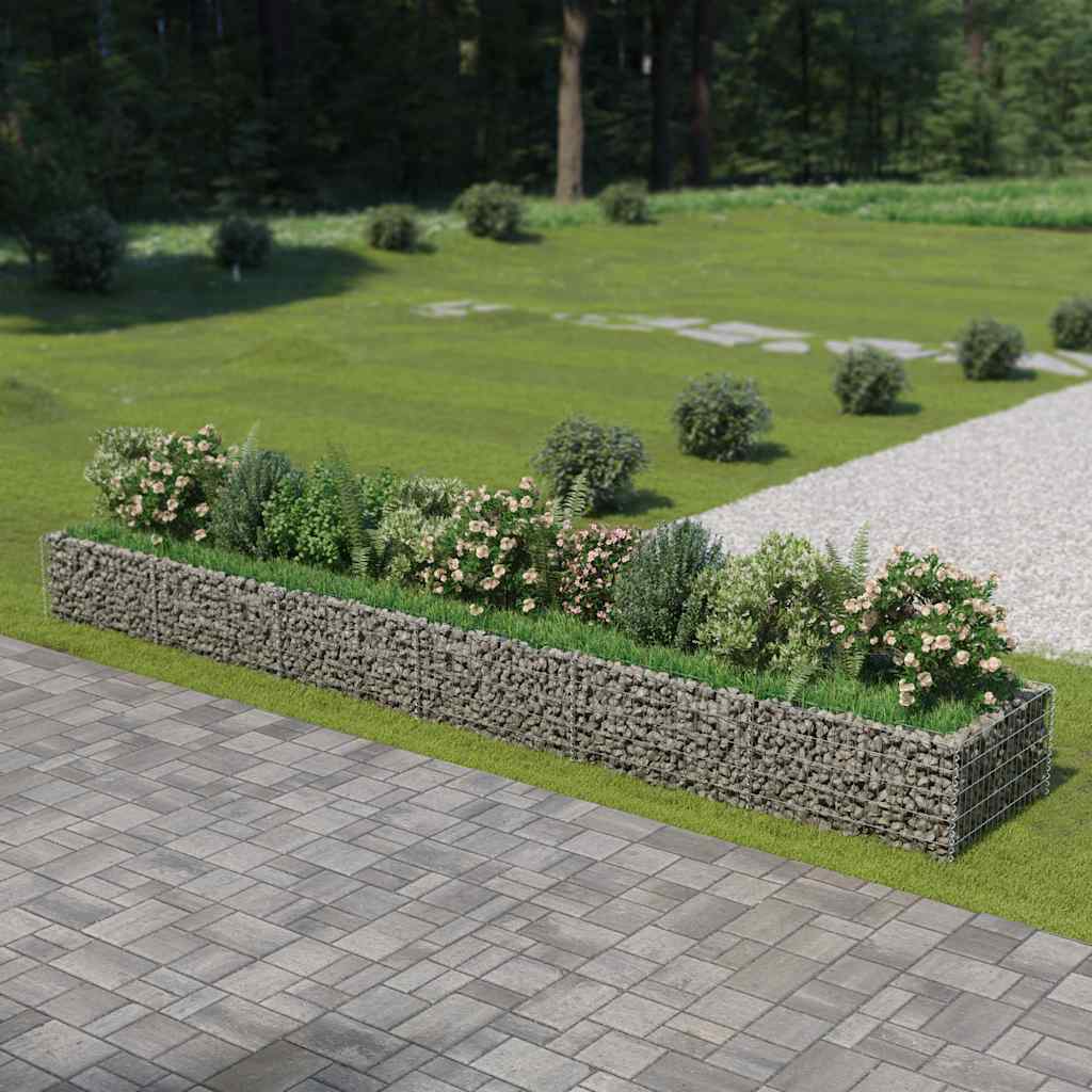vidaXL Raised Gabion Planter 450x90x100 cm Galvanized Steel