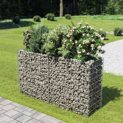 vidaXL Raised Gabion Planter 450x90x100 cm Galvanized Steel