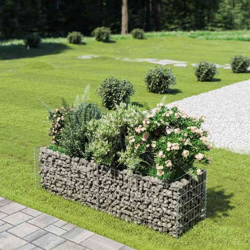 vidaXL Raised Gabion Planter 450x90x100 cm Galvanized Steel