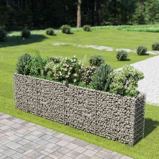 vidaXL Raised Gabion Planter 450x90x100 cm Galvanized Steel