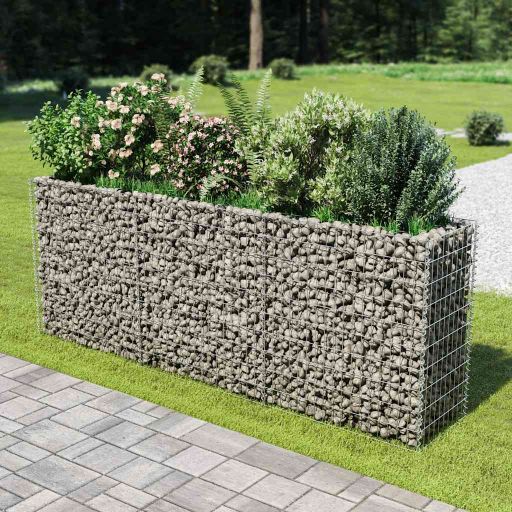 vidaXL Raised Gabion Planter 450x90x100 cm Galvanized Steel