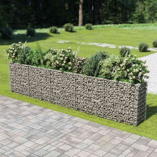 vidaXL Raised Gabion Planter 450x90x100 cm Galvanized Steel