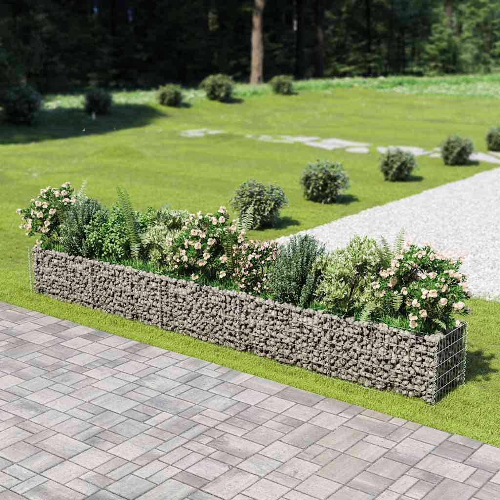 vidaXL Raised Gabion Planter 450x90x100 cm Galvanized Steel