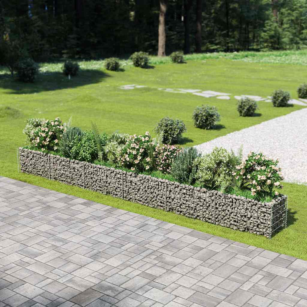 vidaXL Raised Gabion Planter 450x90x100 cm Galvanized Steel