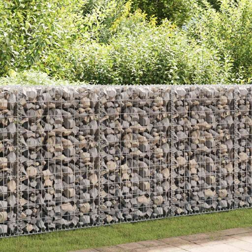 vidaXL Gabion Wall with Lids 20x20x100 cm Galvanized Steel