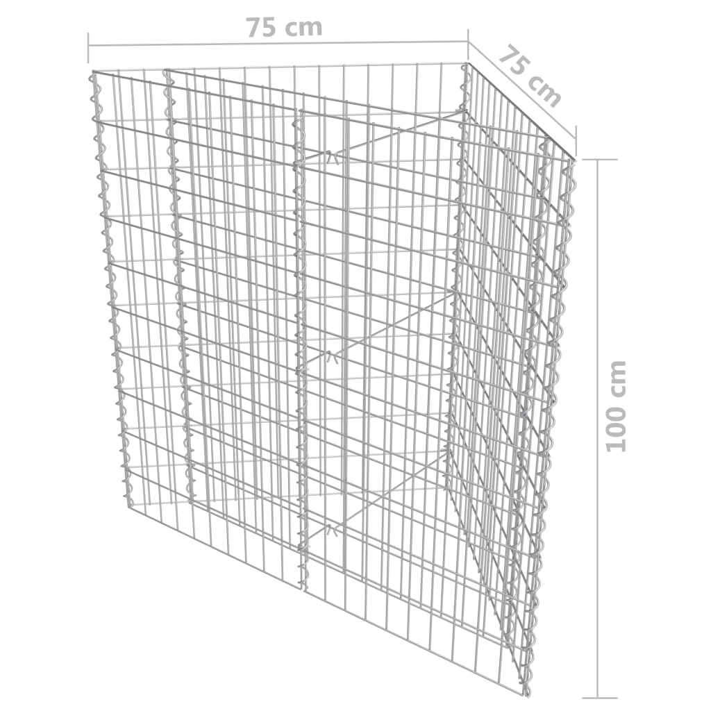 vidaXL Raised Gabion Planter 75x75x100 cm Galvanised Steel