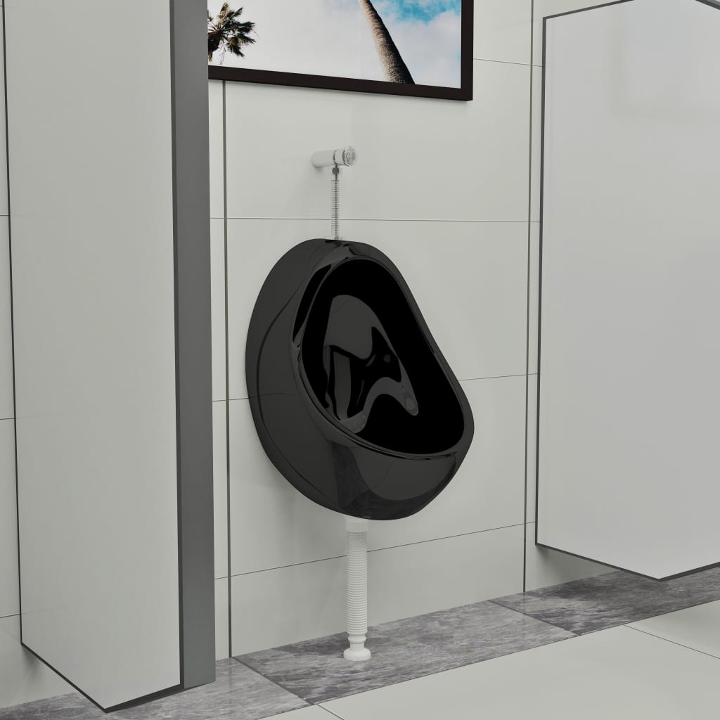 vidaXL Wall-Mounted Urinal with Flush Valve Ceramic White
