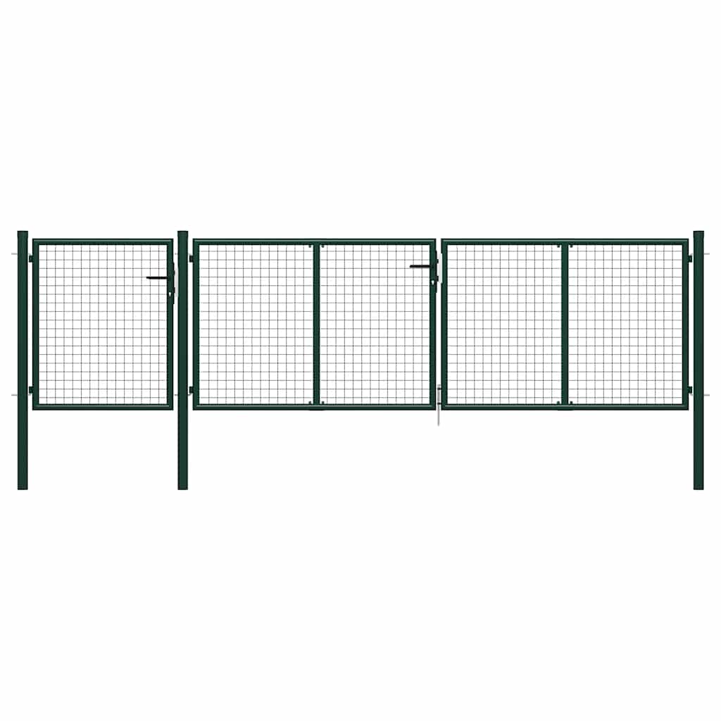 vidaXL Garden gate steel 350x75 cm green