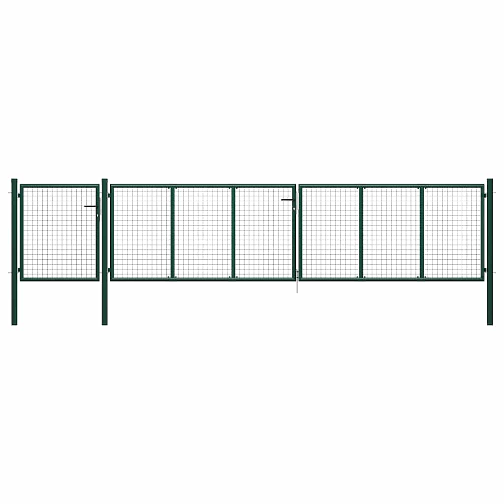 vidaXL Garden gate steel 350x75 cm green