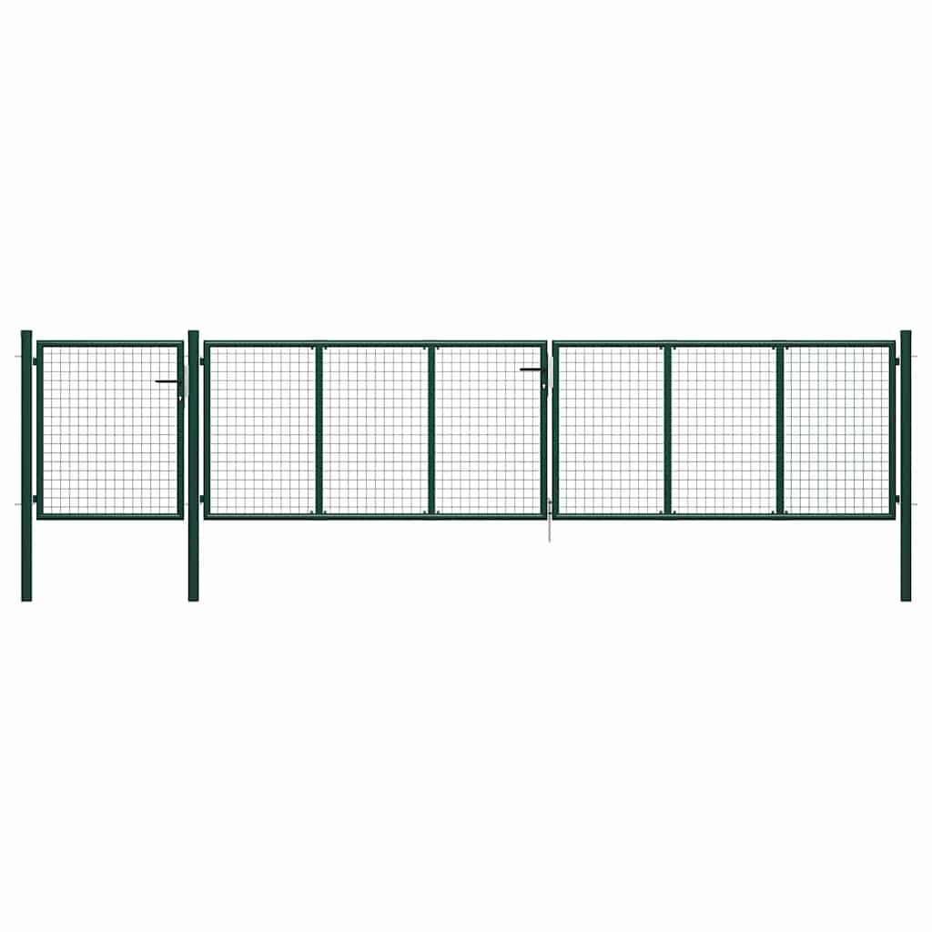 vidaXL Garden gate steel 350x75 cm green