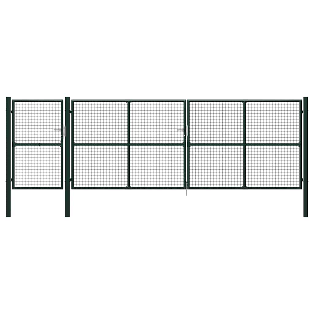 vidaXL Garden gate steel 350x75 cm green