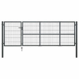 vidaXL Garden Gate with Posts 350x100 cm Steel Green