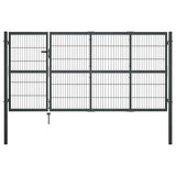 vidaXL Garden Gate with Posts 350x100 cm Steel Green